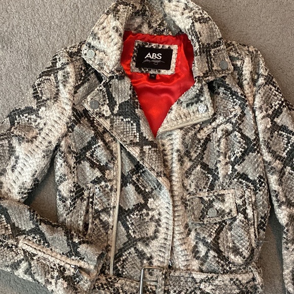 ABS Snake Print Moto Jacket Size XS - Picture 2 of 4